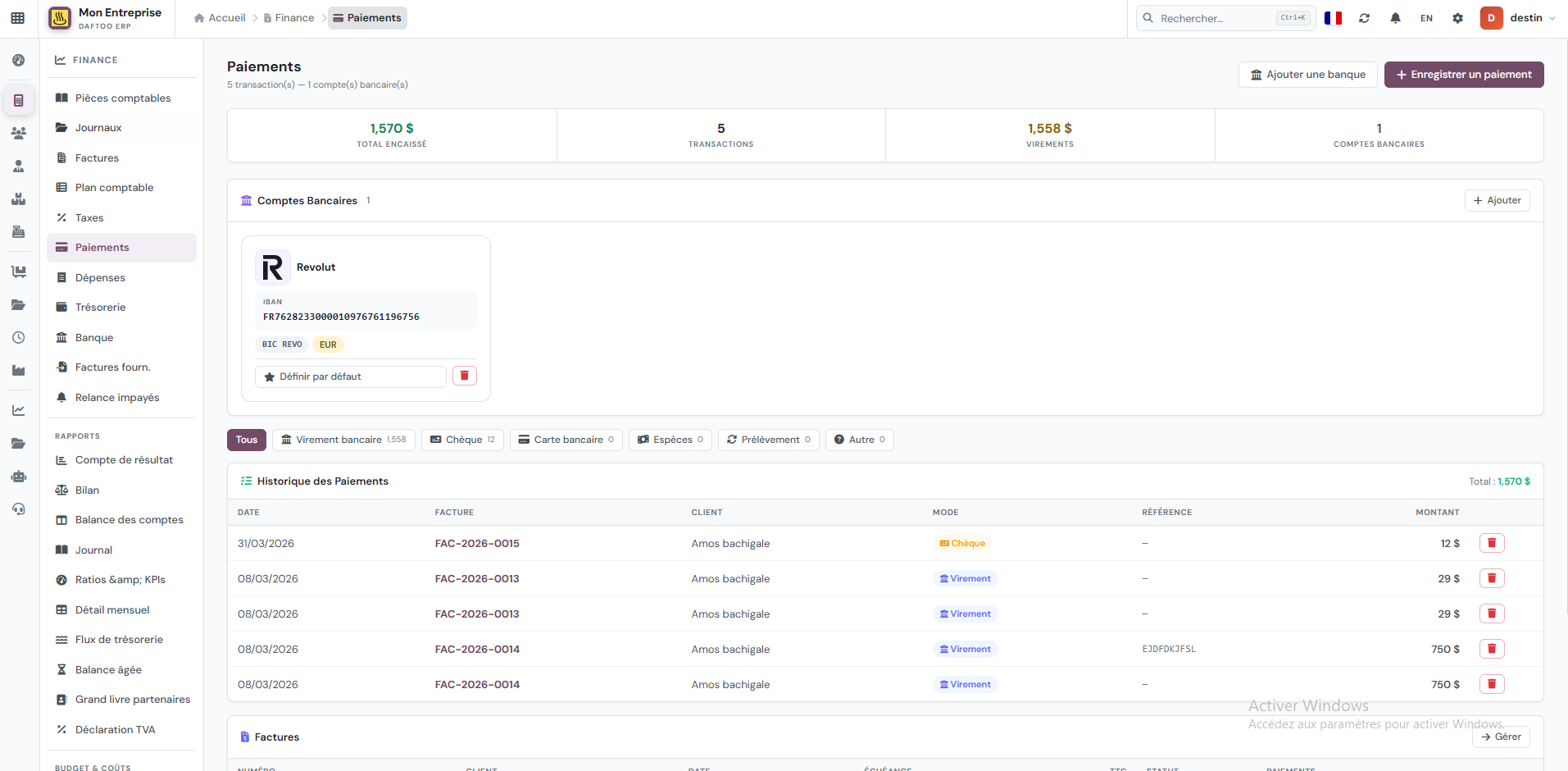Paiements bancaires Daftoo